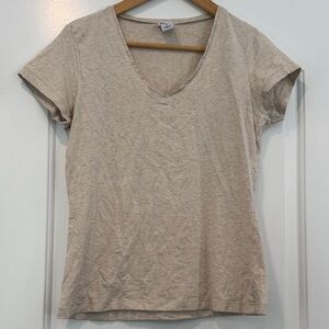 🟡 GAP Stretch Light Tan V-Neck Short Sleeve Tee Size Medium